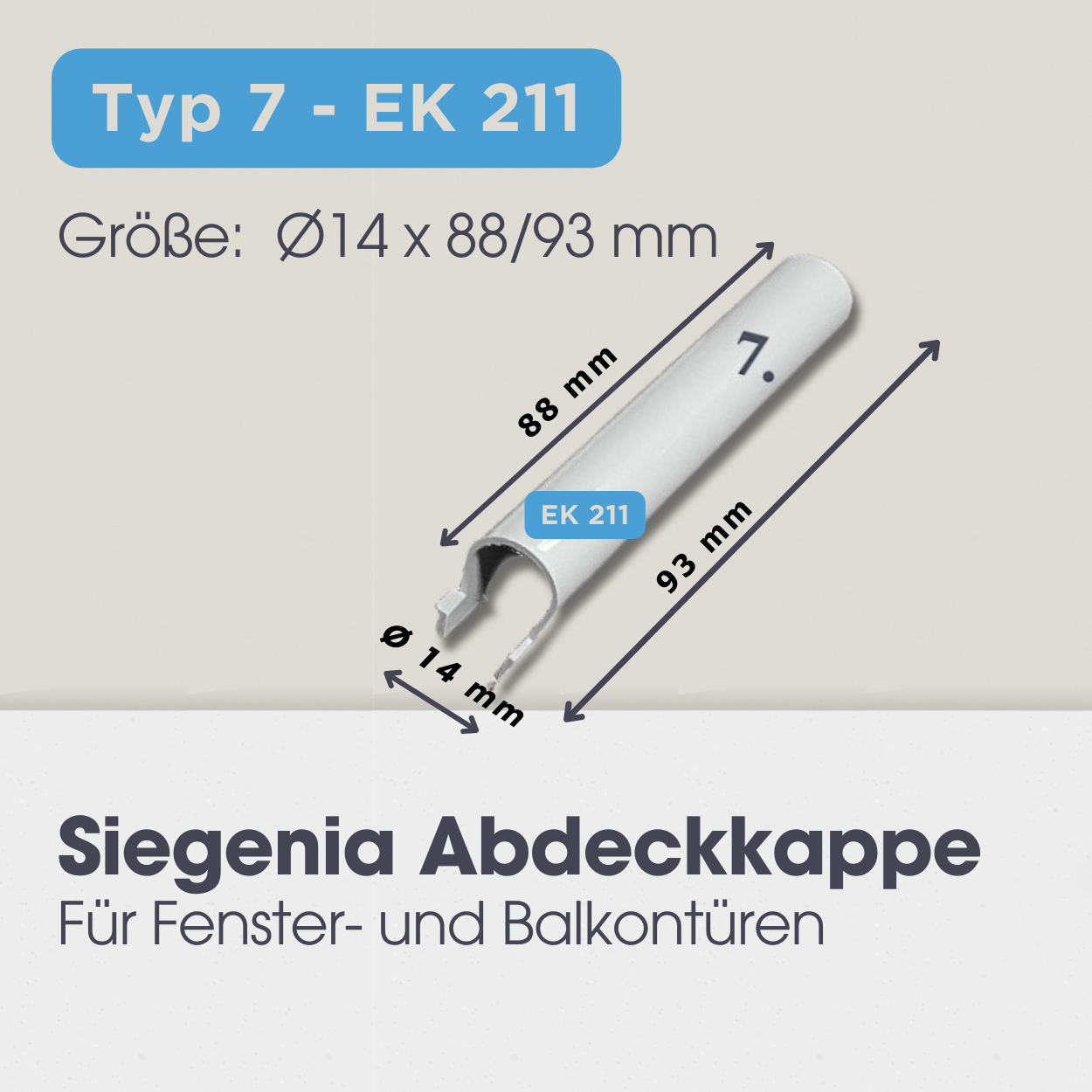 Abdeckkappen für SIEGENIA Fensterbeschläge, LK006, LK221, LK005, EK300, EK211, EK001, EK201