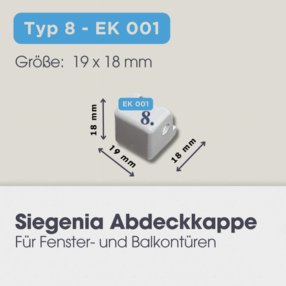 Abdeckkappen für SIEGENIA Fensterbeschläge, LK006, LK221, LK005, EK300, EK211, EK001, EK201