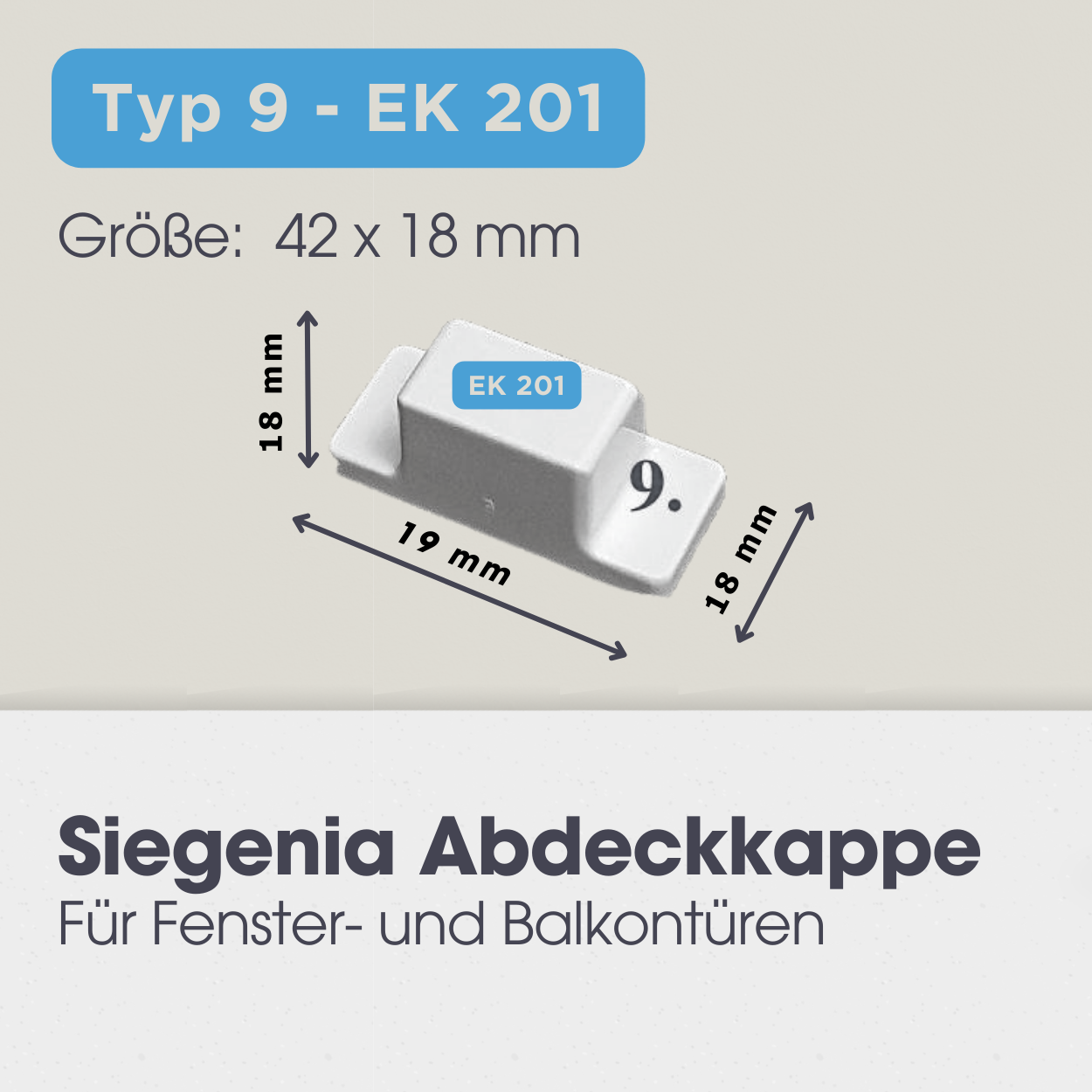 Abdeckkappen für SIEGENIA Fensterbeschläge, LK006, LK221, LK005, EK300, EK211, EK001, EK201