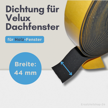 Fenster Dichtung, 44 / 54mm Breite,f. Velux Dachfenster Lüftungsklappen - Länge / Breite wählbar