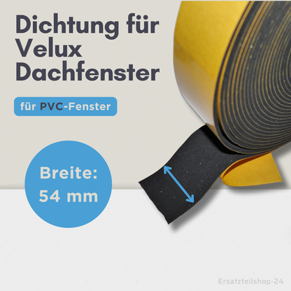 Fenster Dichtung, 44 / 54mm Breite,f. Velux Dachfenster Lüftungsklappen - Länge / Breite wählbar