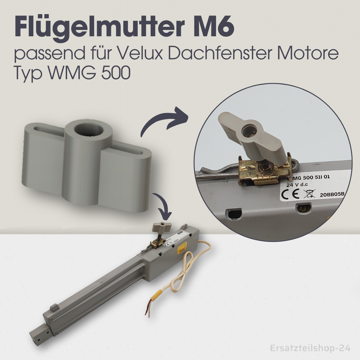 Flügelmutter Ersatzteil passend für Velux Dachfenster Motor WMG 500