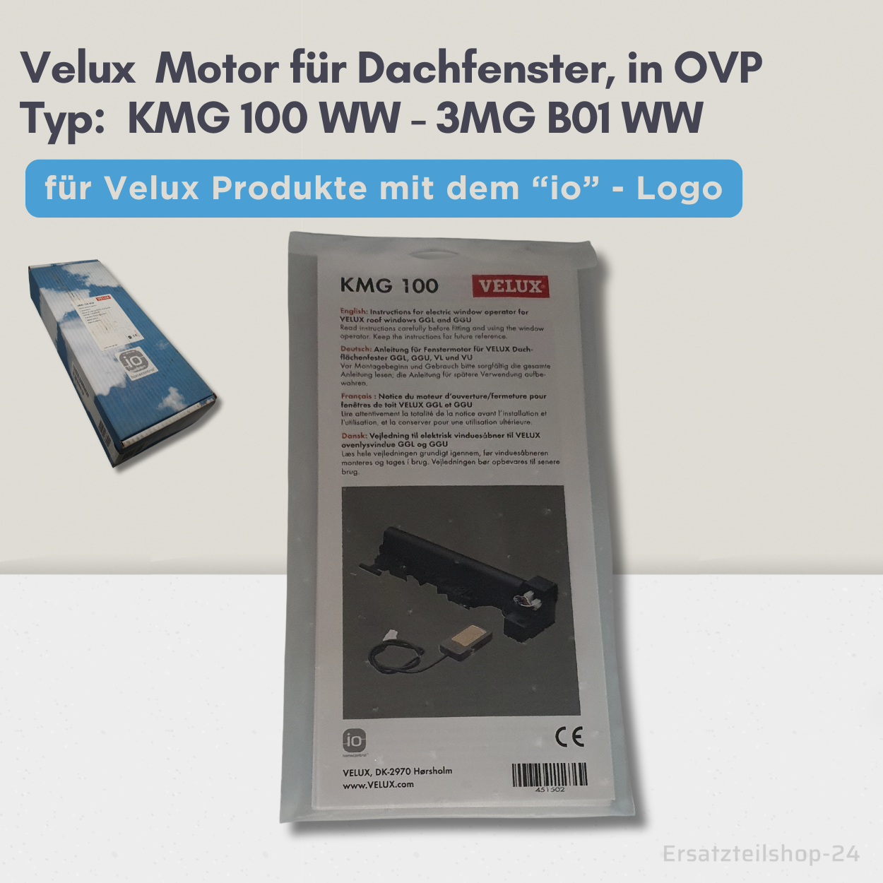 Velux Motor KMG 100 WW , 3MG B01 WW , 860986-01  io kompatibel, in OVP  #591