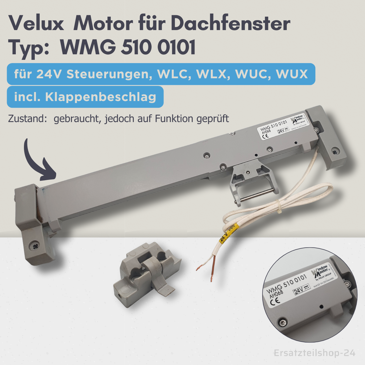 VELUX Motor, WMG 510 01 01, für Dachfenster, gebraucht  #561