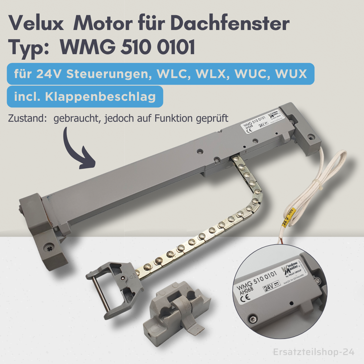 VELUX Motor, WMG 510 01 01, für Dachfenster, gebraucht  #561