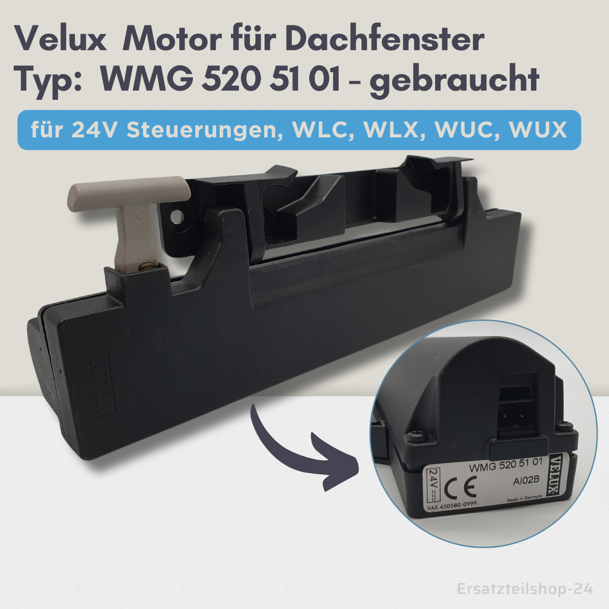 VELUX Motor, WMG 520 51 01, für Dachfenster, gebraucht  #588