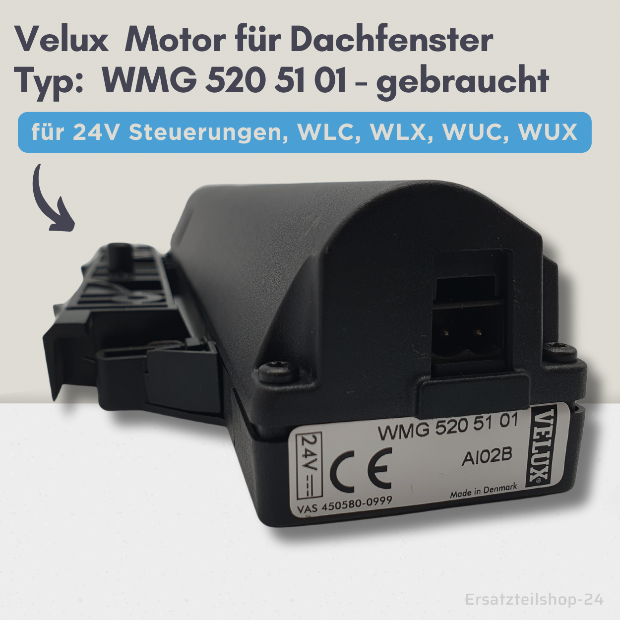 VELUX Motor, WMG 520 51 01, für Dachfenster, gebraucht  #588