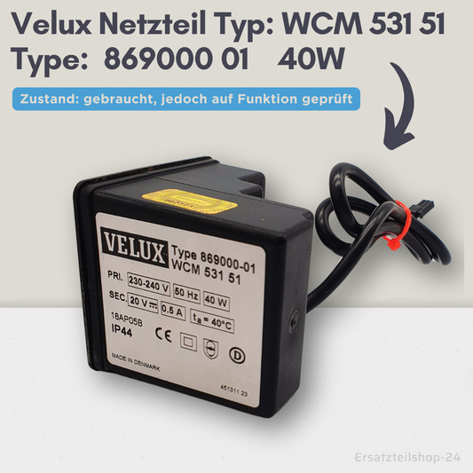 VELUX Netzteil Typ WCM 531 51, Type 869000-01 für Velux Integra Dachfenster, gebraucht  #581