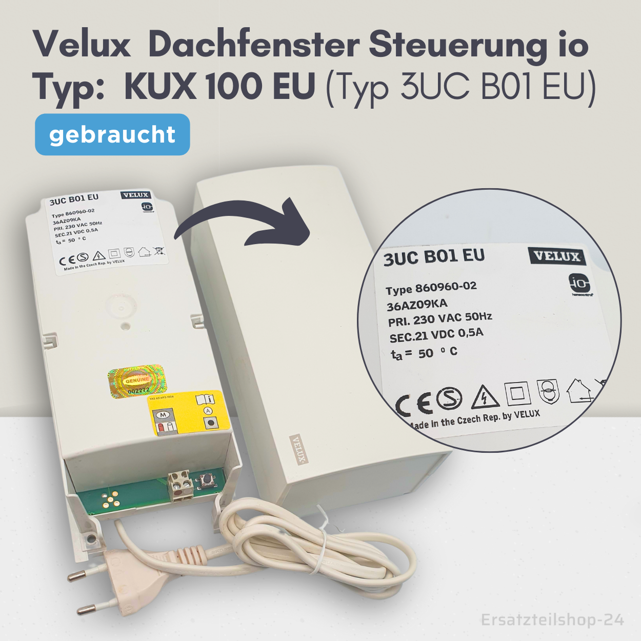 Velux Steuerung KUX 100 EU, Typ 3UC B01 EU, io kompatibel, gebraucht  #567