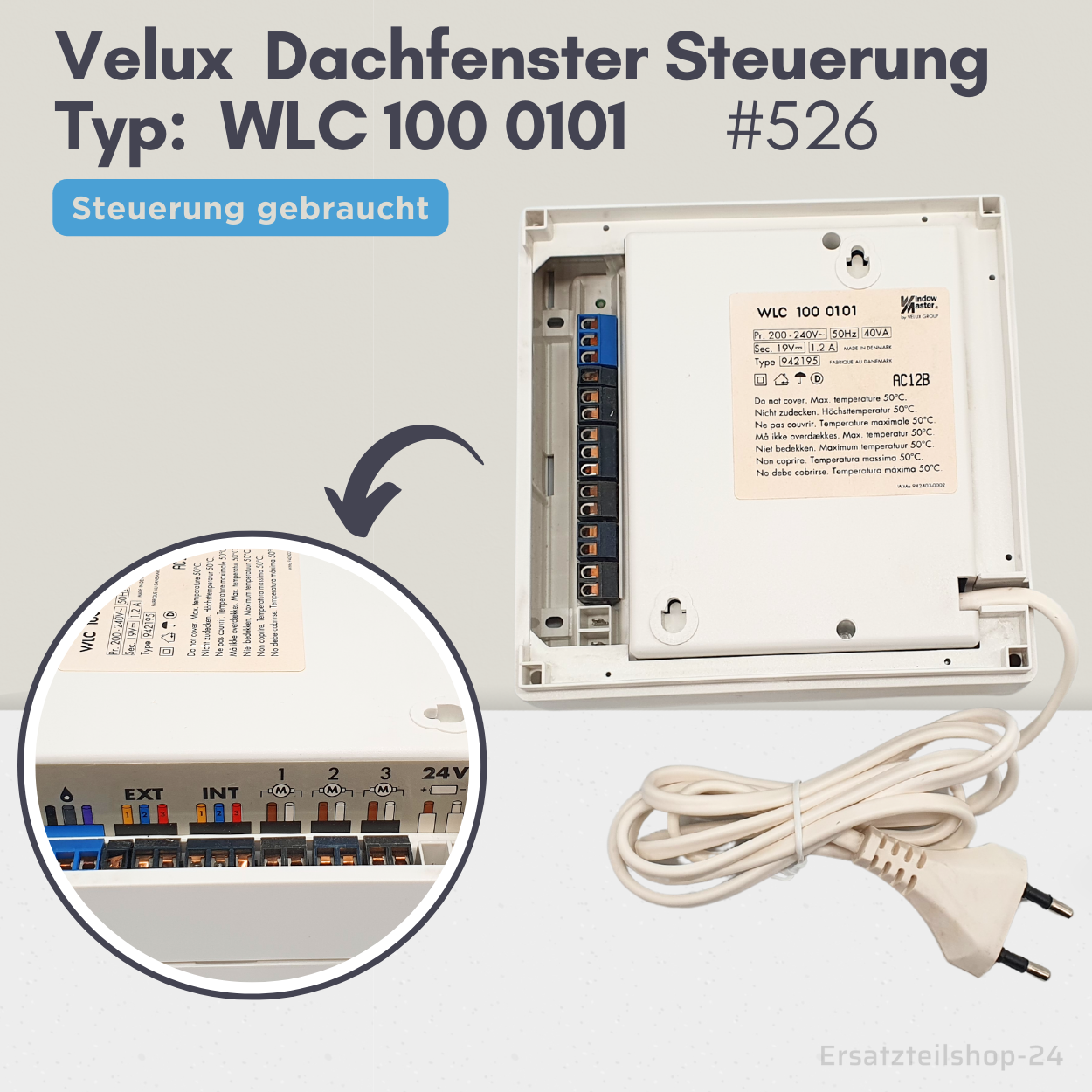 Velux Steuerung WLC 100 0101, für 3 Motore, Ersatz für Dachfenster, gebraucht, #526