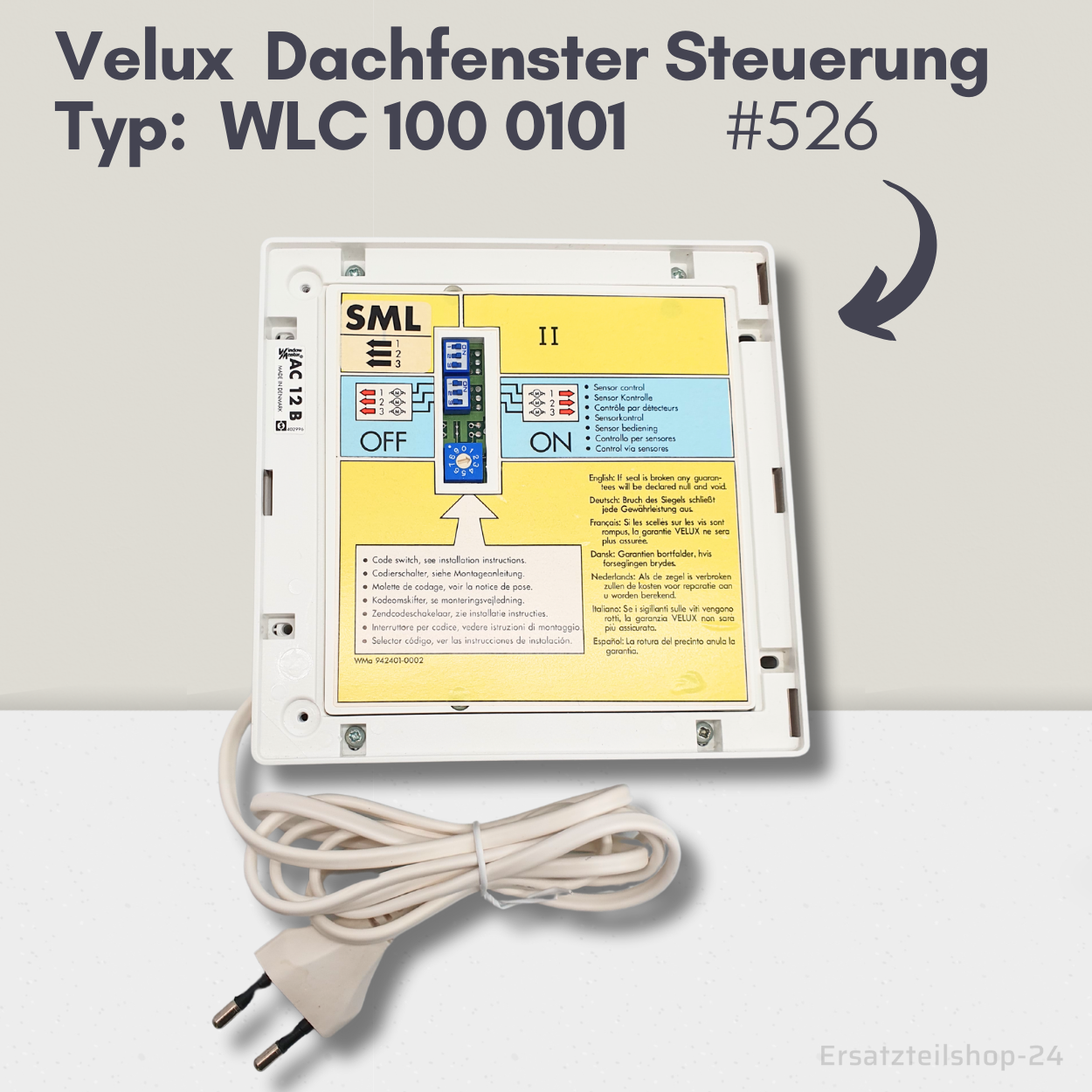 Velux Steuerung WLC 100 0101, für 3 Motore, Ersatz für Dachfenster, gebraucht, #526