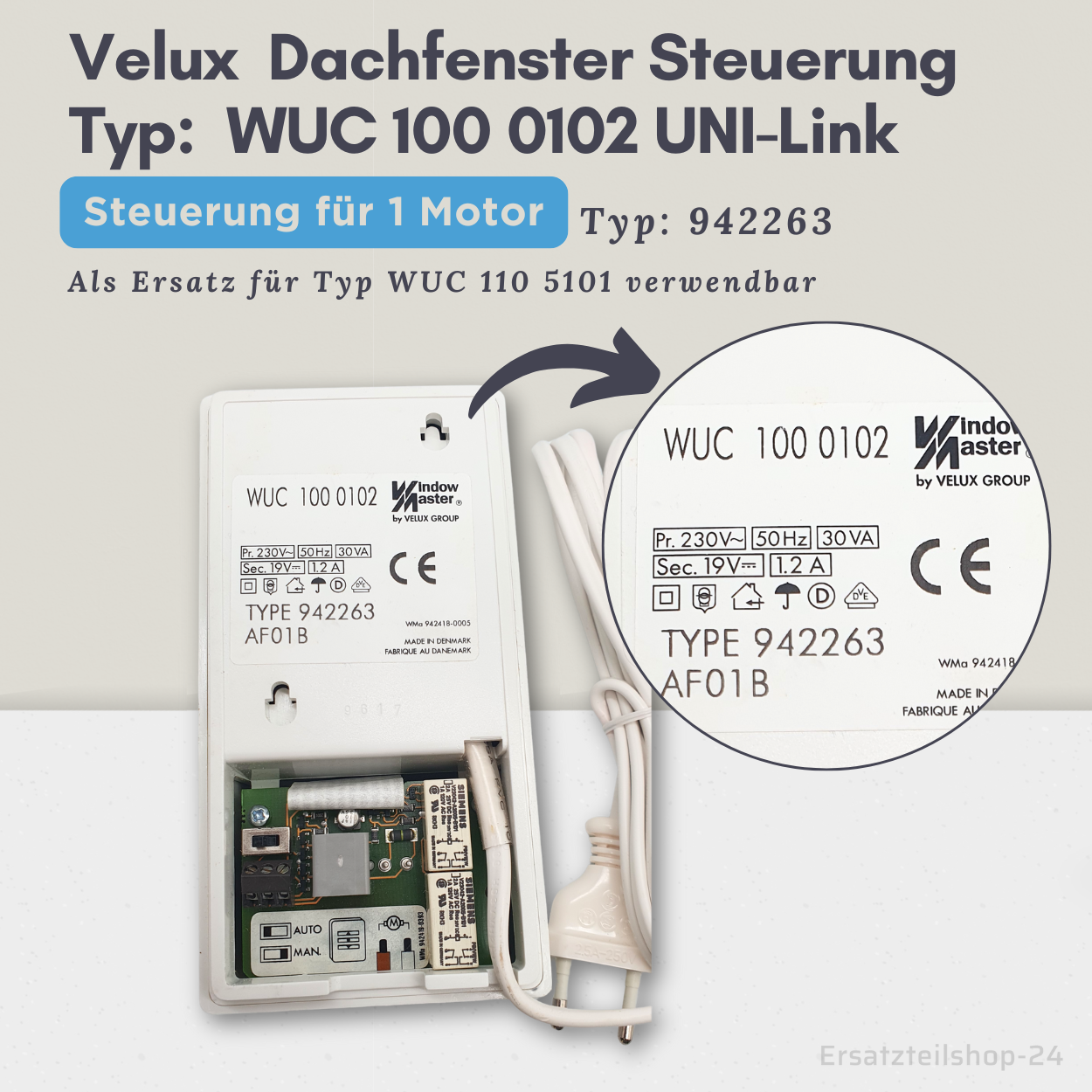 Velux Steuerung WUC 100 0102, Typ 942263 für 1 Motor, in OVP  #553