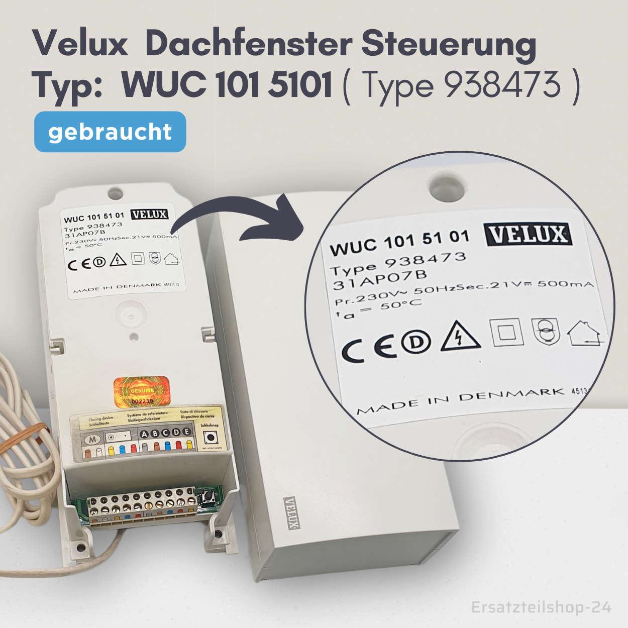 Velux Steuerung WUC 101 5101, Typ 938473 für 1 Motor, gebraucht,  #564