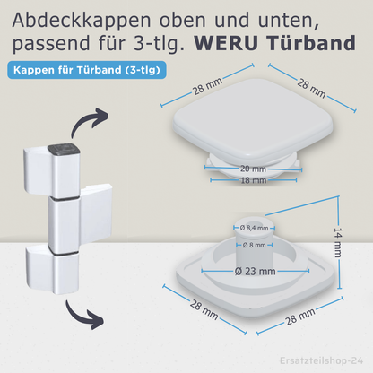 Abdeckkappen passend für 3-tlg. WERU Türband , Haustürband Kappen Ersatzteil
