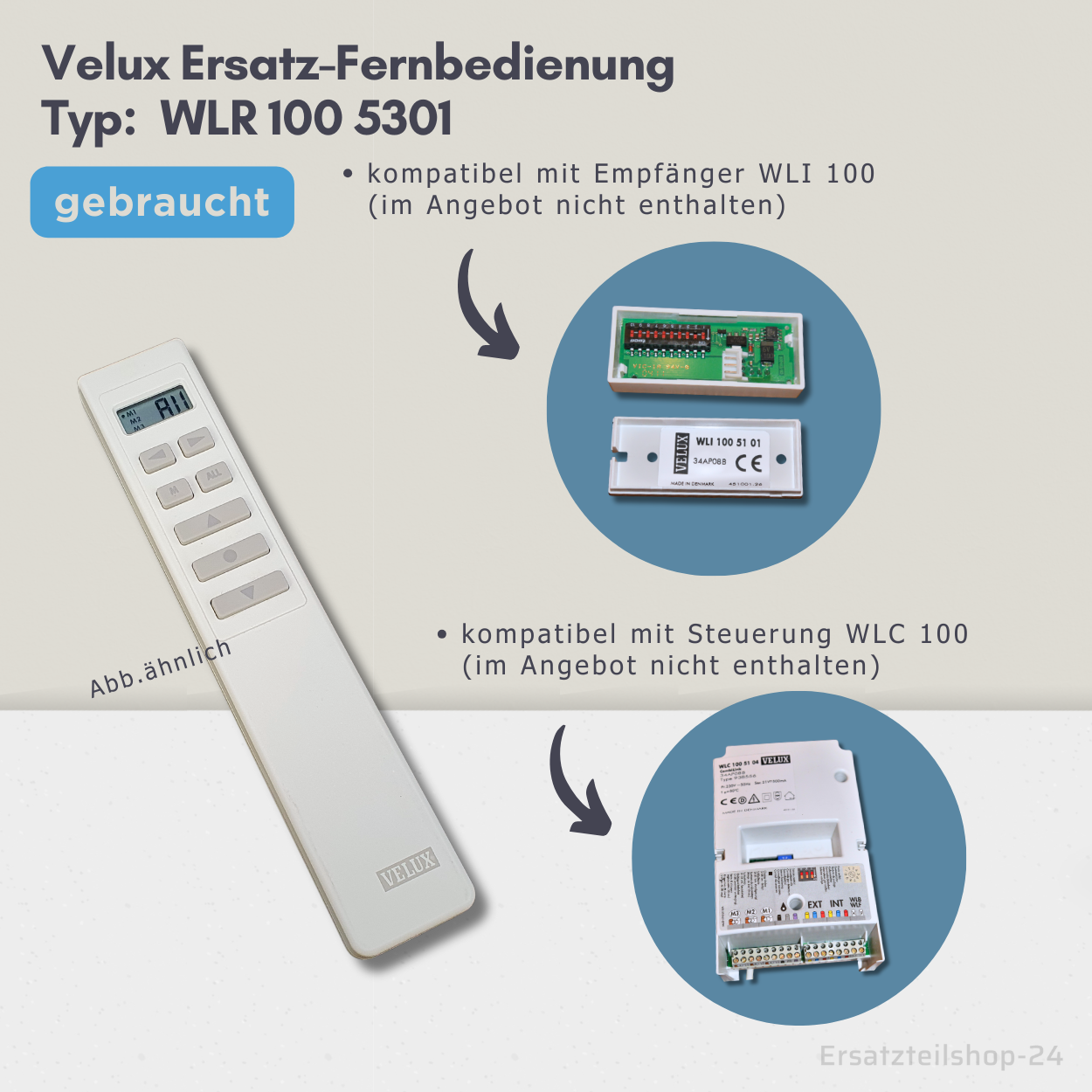 Velux Ersatz-Fernbedienung WLR 100 5301, für Dachfenster, gebraucht #540