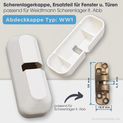 Abdeckkappen passend für Weidtmann Scherenlager, Scherenlagerkappe, f. Fenster-Türen Beschlag