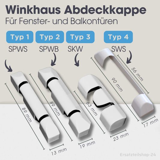 Winkhaus Abdeckkappe, Auswahl 4 Typen Scherenlagerkappe, Sicherungskappe, für Fenster