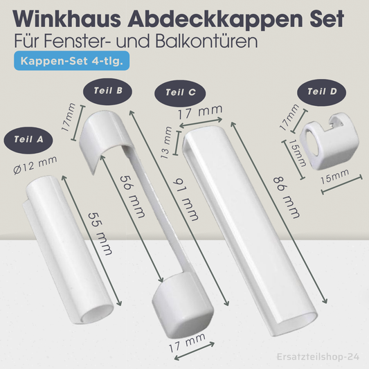 Winkhaus Abdeckkappen Set 4-tlg. für Fenster Scherenlager / Ecklager, Weiß, NEU