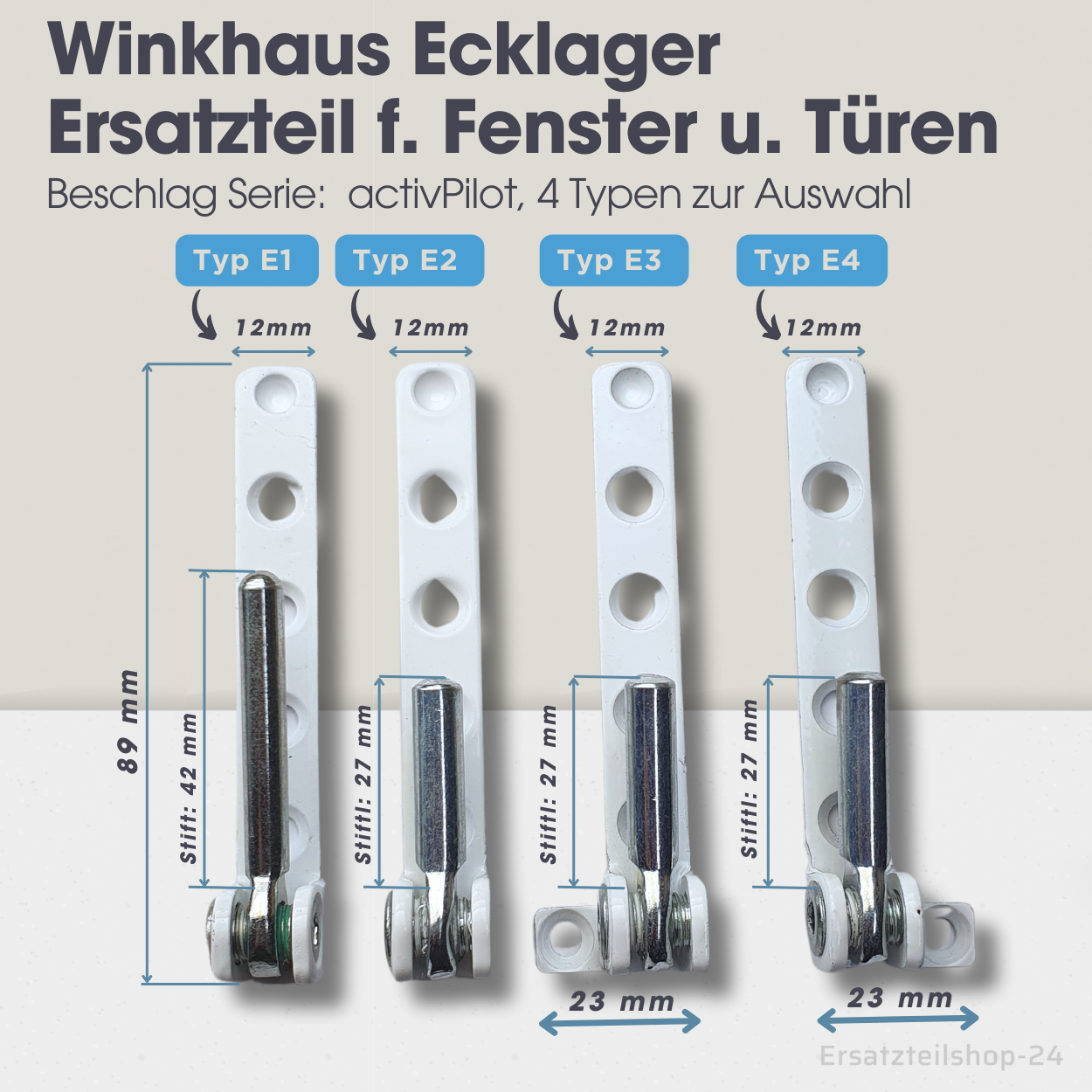 Beschlag Ersatzteil, 4 Typen zur Auswahl, Winkhaus Ecklager für Fenster u. Balkontüren