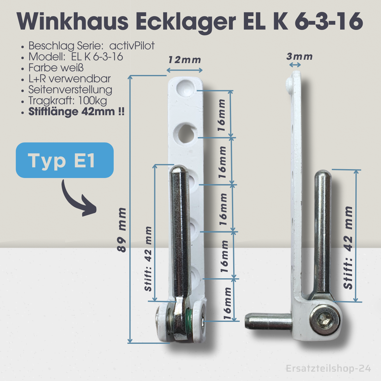 Beschlag Ersatzteil, 4 Typen zur Auswahl, Winkhaus Ecklager für Fenster u. Balkontüren