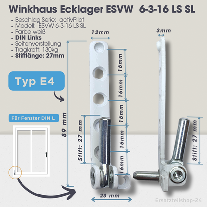 Beschlag Ersatzteil, 4 Typen zur Auswahl, Winkhaus Ecklager für Fenster u. Balkontüren