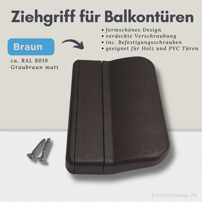 Balkontür Ziehgriff, 5 Farben zur Auswahl, verdeckte Befestigung, incl. Schrauben