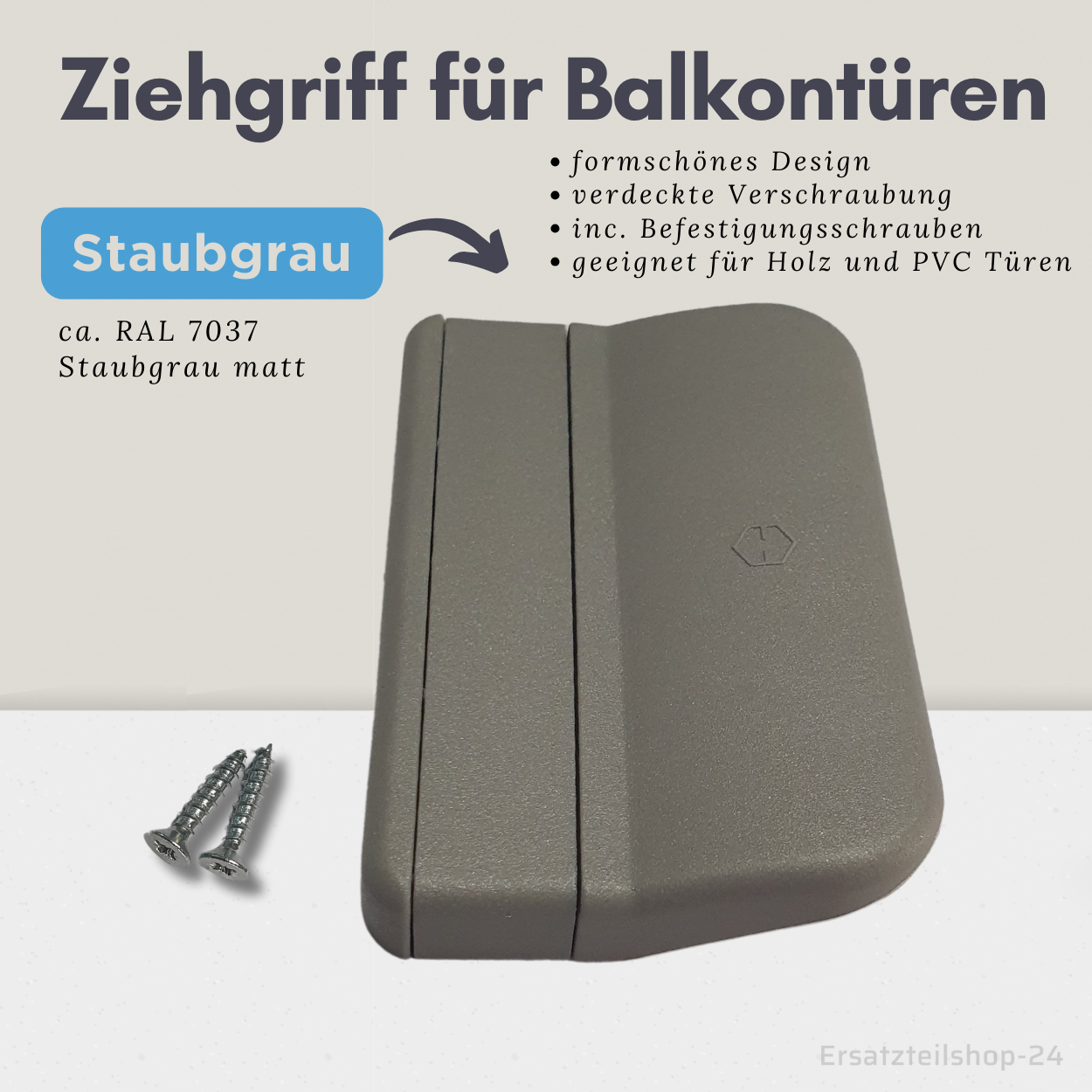 Balkontür Ziehgriff, 5 Farben zur Auswahl, verdeckte Befestigung, incl. Schrauben