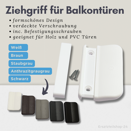 Balkontür Ziehgriff, 5 Farben zur Auswahl, verdeckte Befestigung, incl. Schrauben